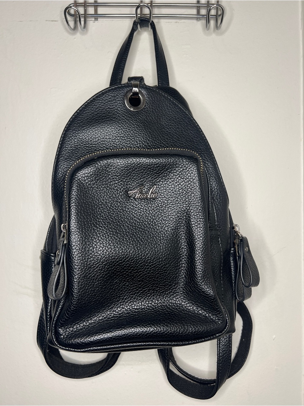 Vintage Black Leather Backpack